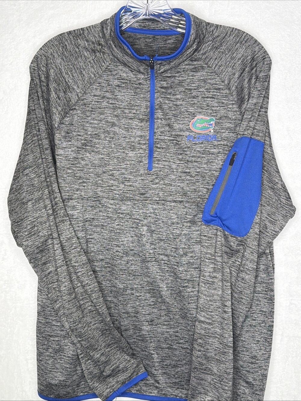 Florida Gators Shirt Mens M Gray Football Mock Neck 1/4 Zip Athletic Colosseum